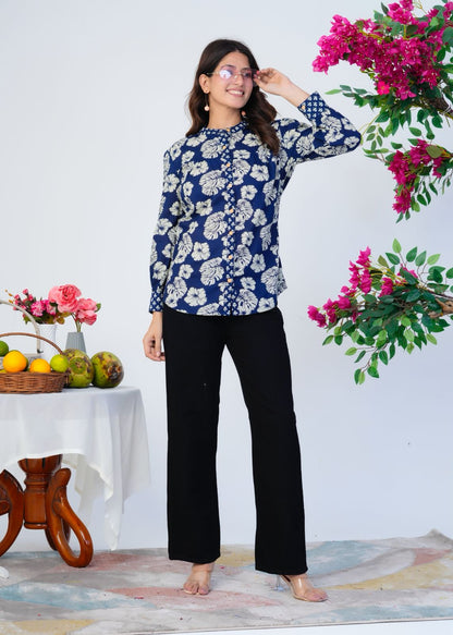 Indigo Autumn Cotton Fusion Shirt