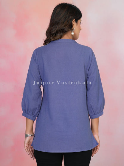 Lilac Aarohi Embroidery Cotton Linen Top