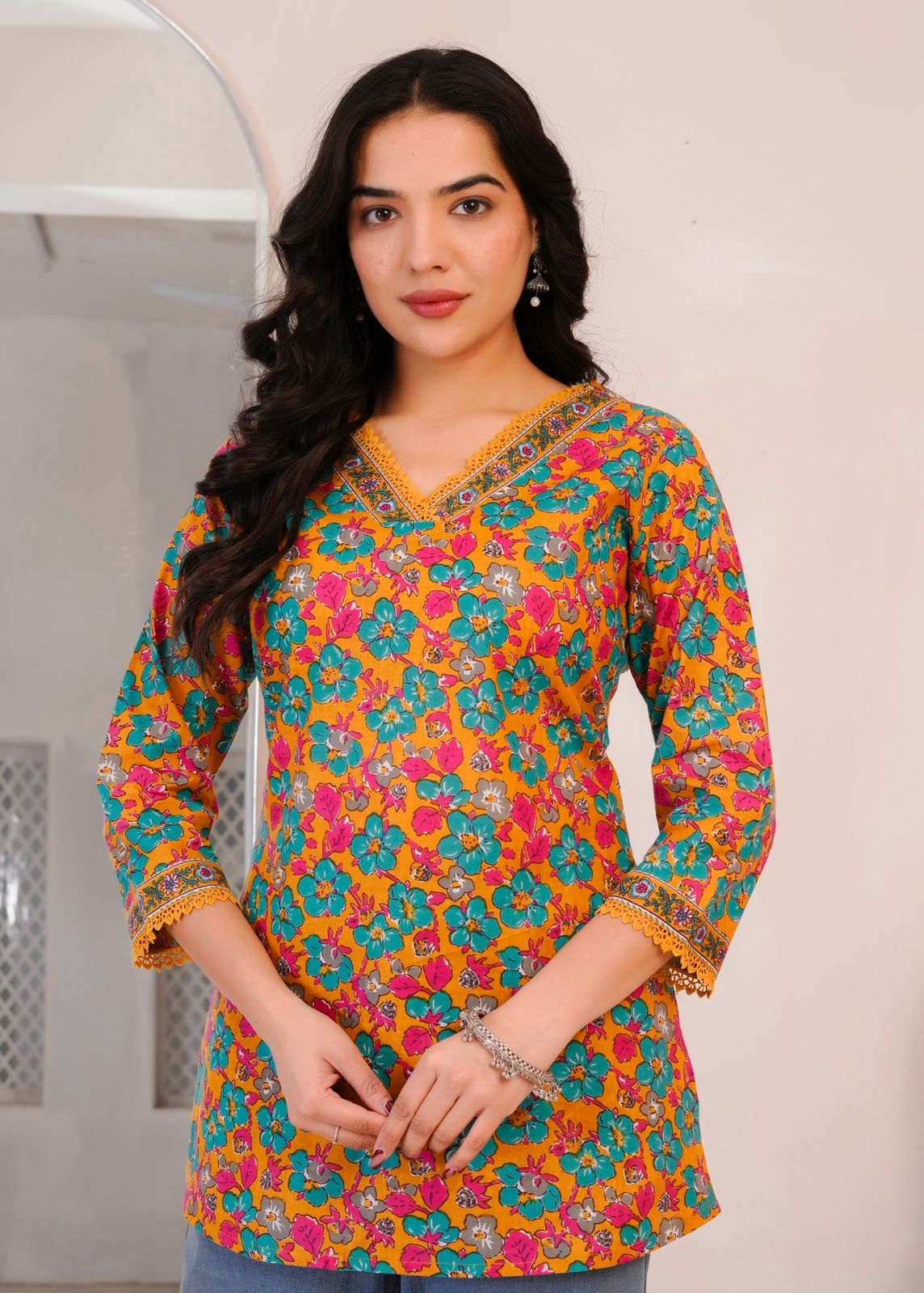 Mustard Blooms Cotton Top