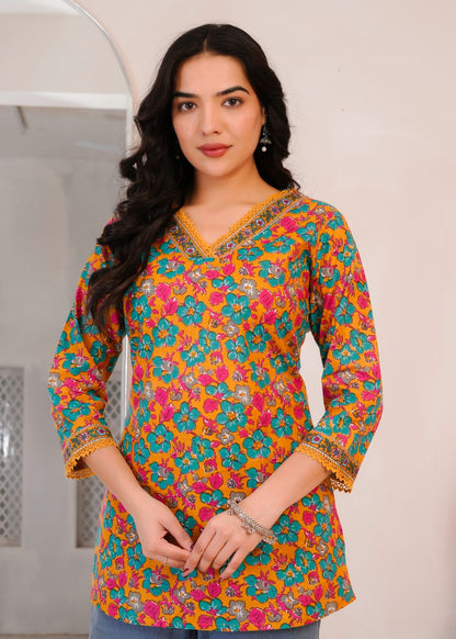 Mustard Blooms Cotton Top