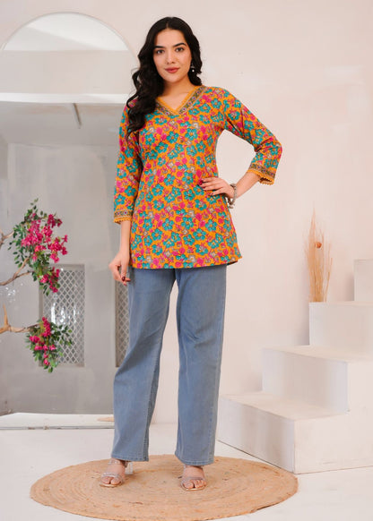 Mustard Blooms Cotton Top