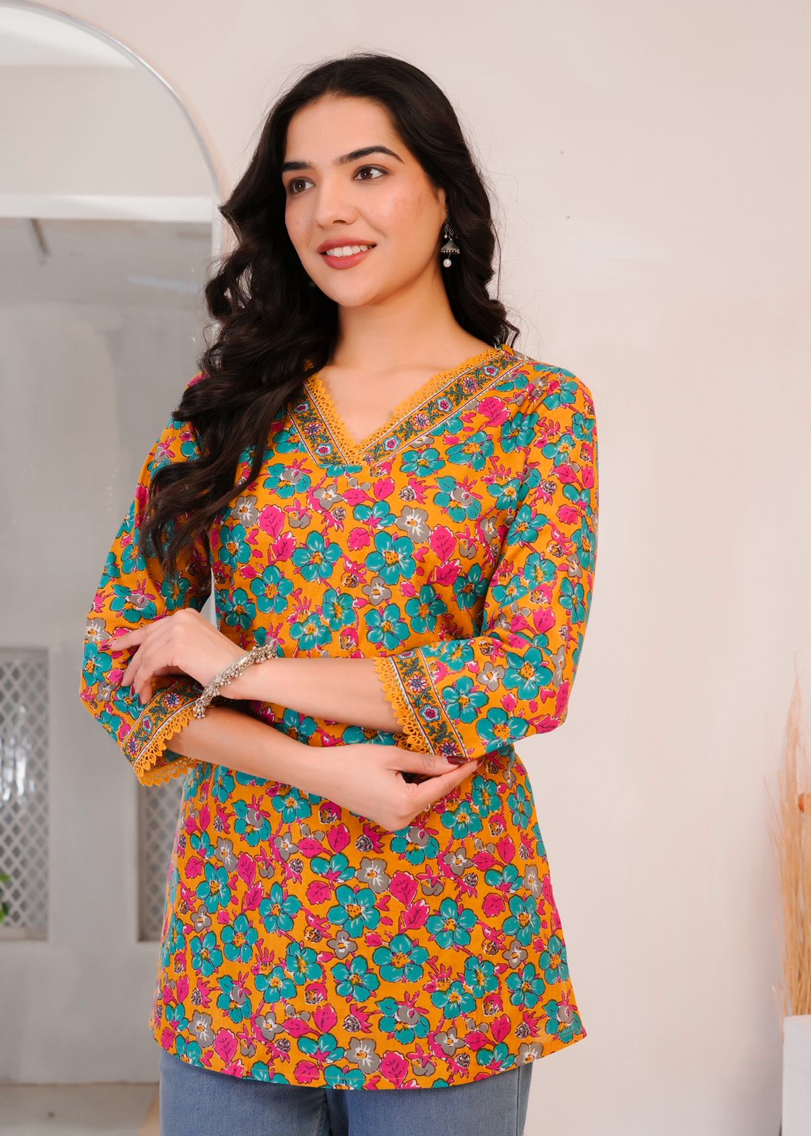 Mustard Blooms Cotton Top