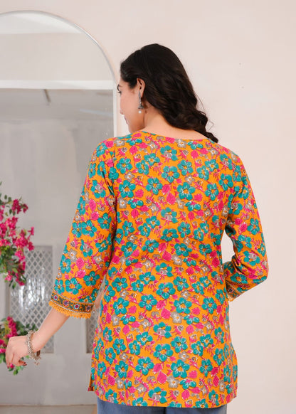 Mustard Blooms Cotton Top