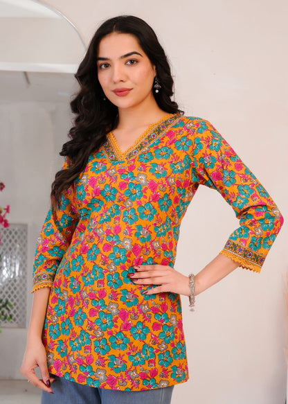 Mustard Blooms Cotton Top