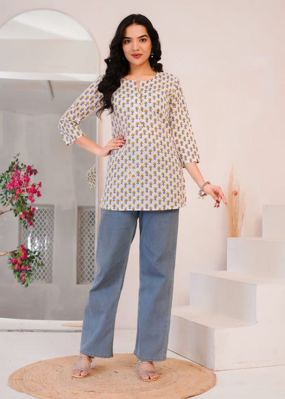 White Craft Buds Cotton Top