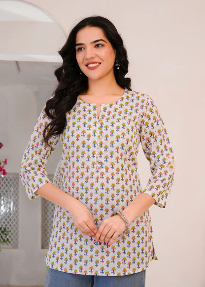 White Craft Buds Cotton Top