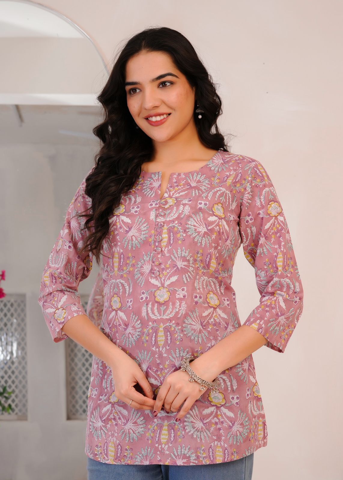 Mauve Sprinkles Cotton Top