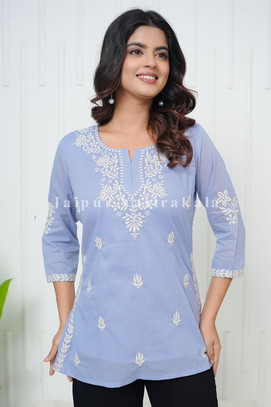 Lilac Embroidery Mul Cotton Top