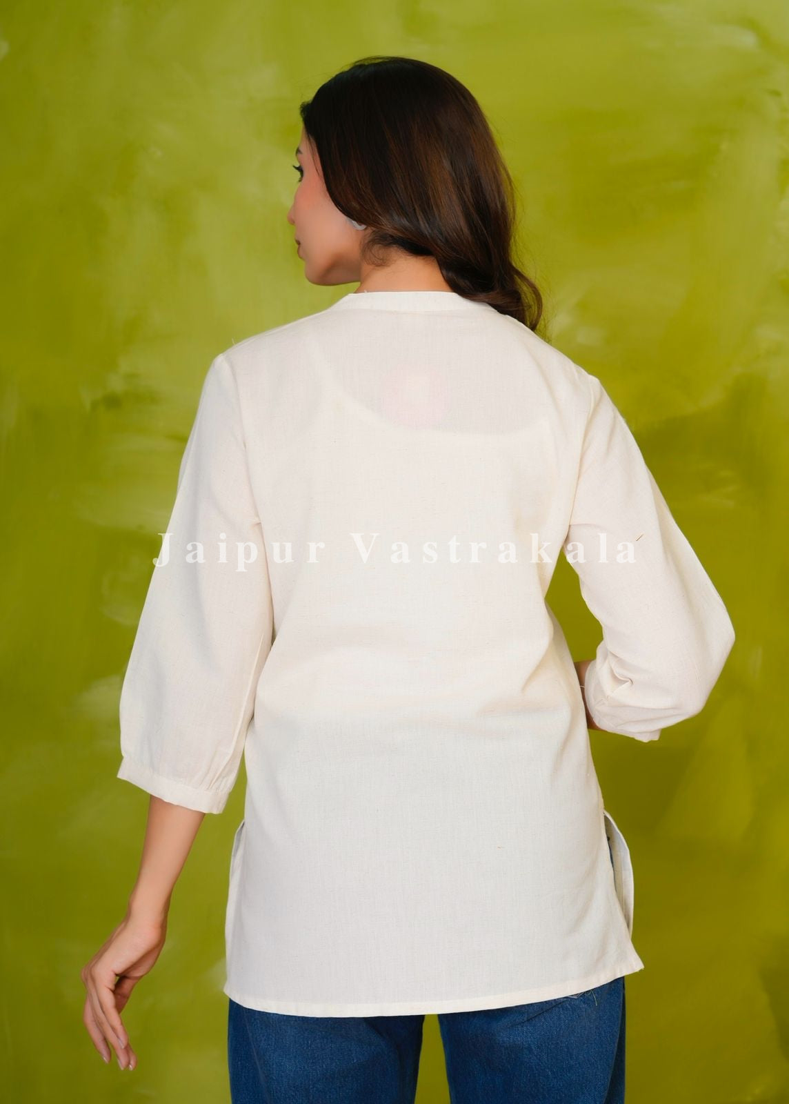 White Tulip Craft Embroidery Cotton Linen Top