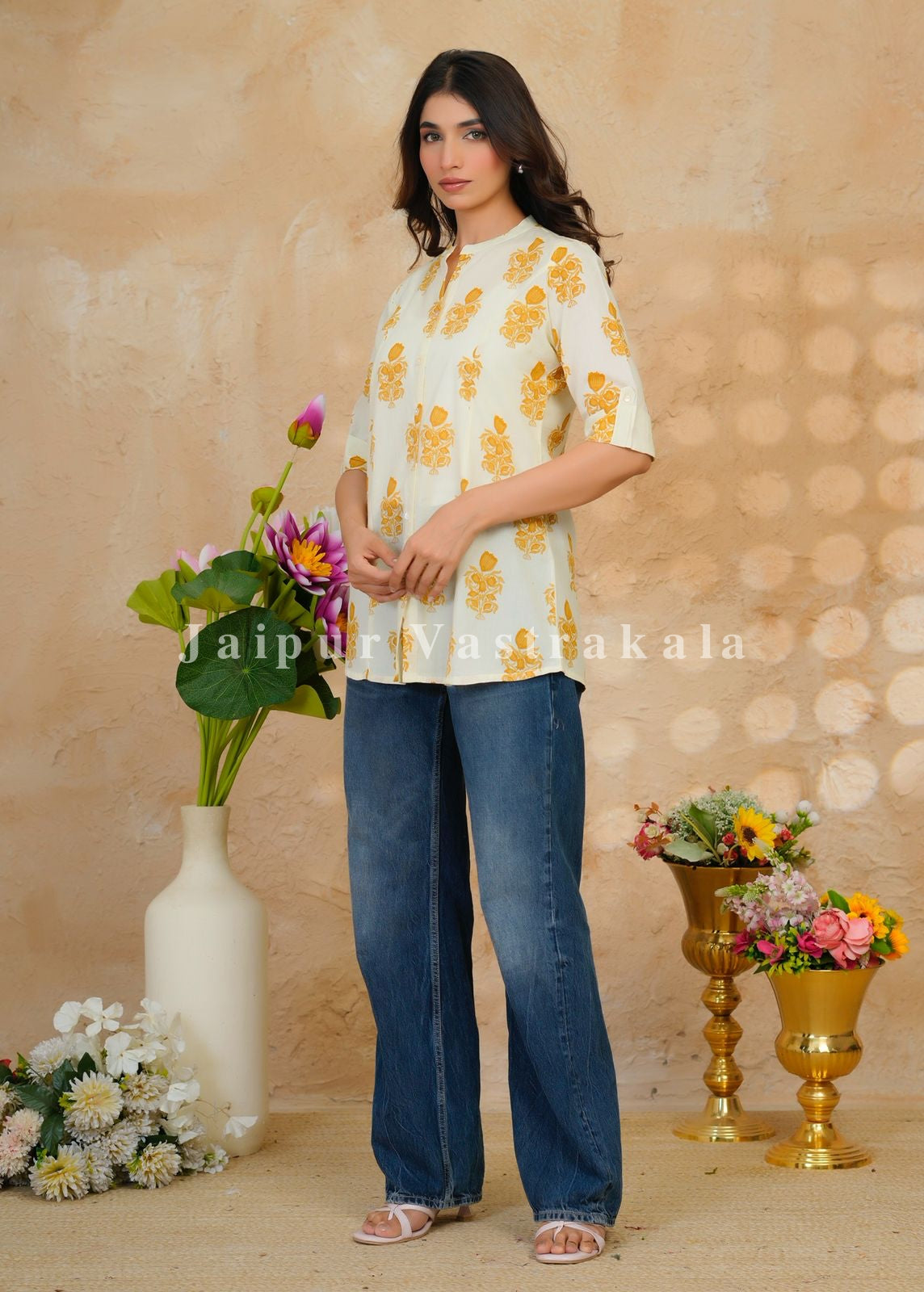 Yellow Boota Cotton Top