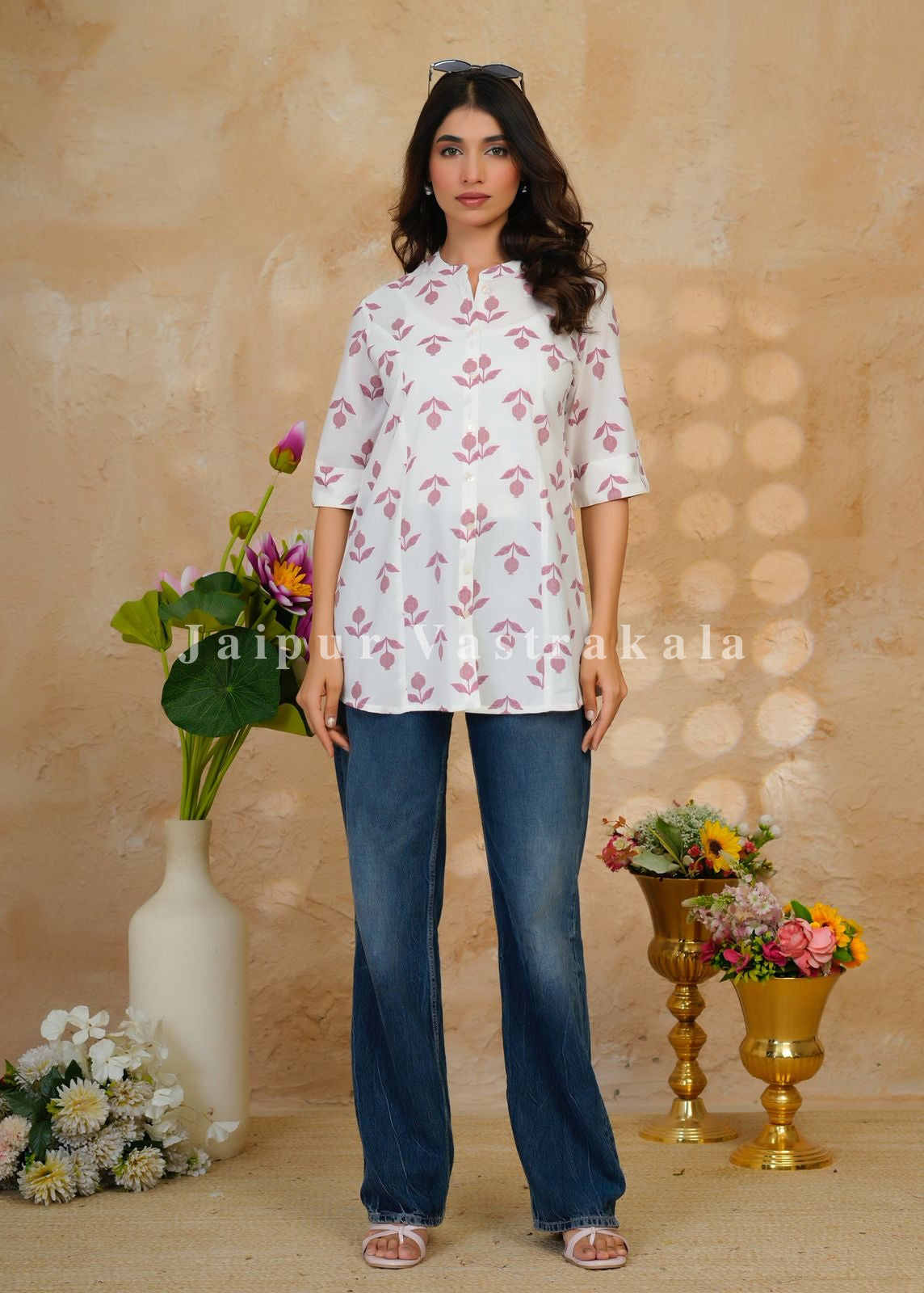 Mauve Buds Cotton Top