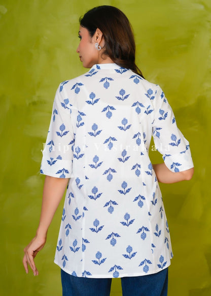 Blue Buds Cotton Top