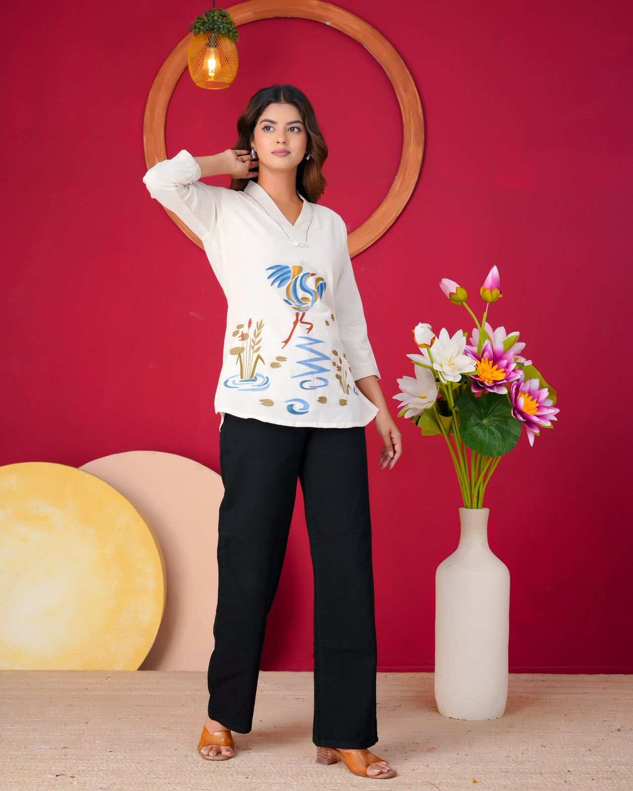 Cotton Linen Embroidery Top