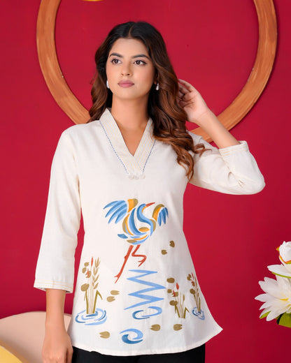 Cotton Linen Embroidery Top