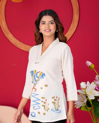 Cotton Linen Embroidery Top