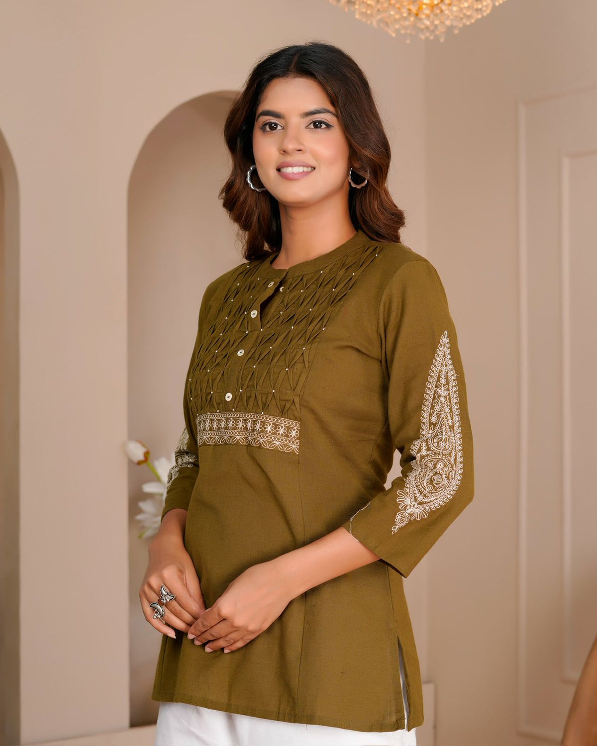 Cotton Linen Embroidery Top