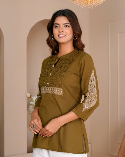 Cotton Linen Embroidery Top