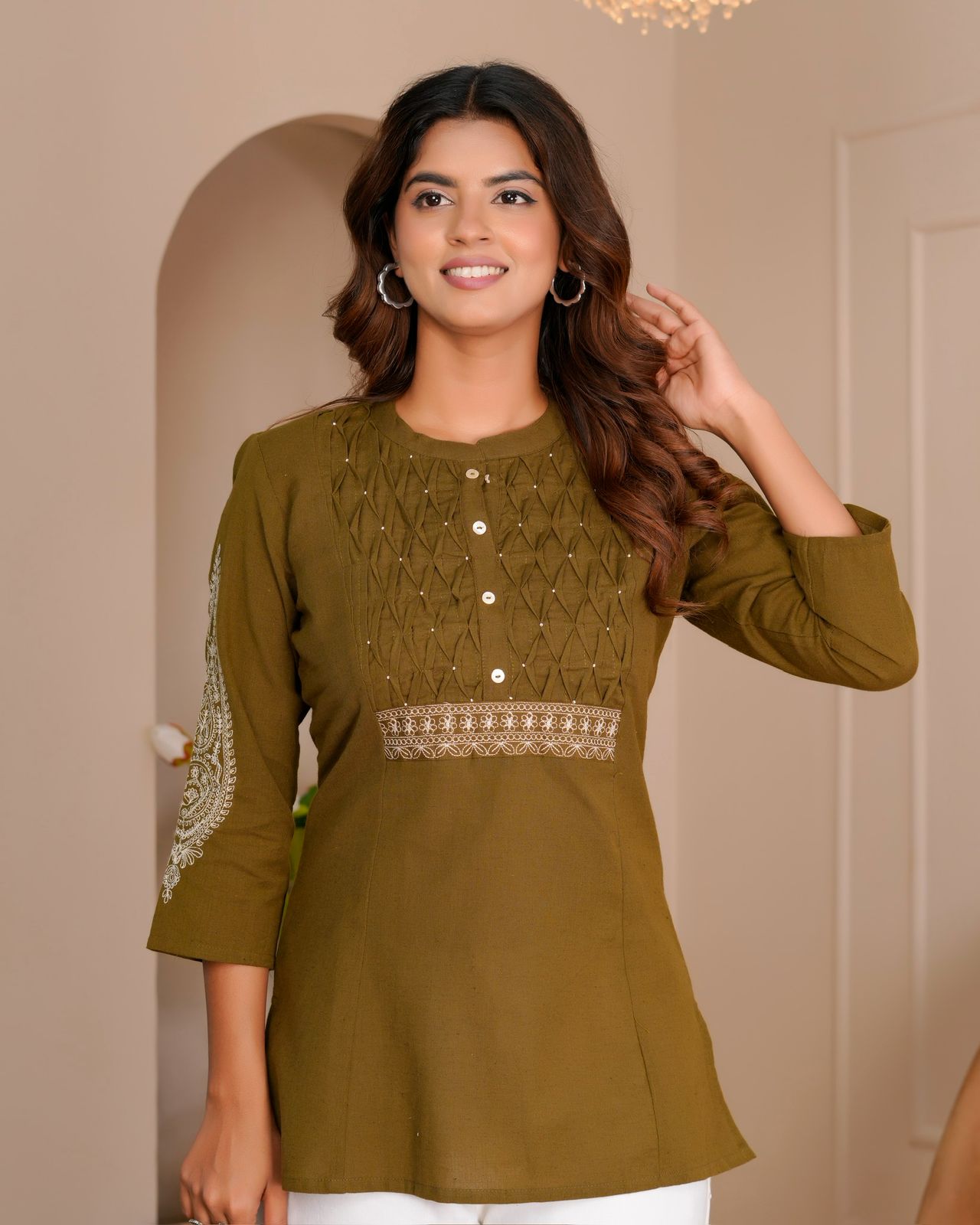 Cotton Linen Embroidery Top