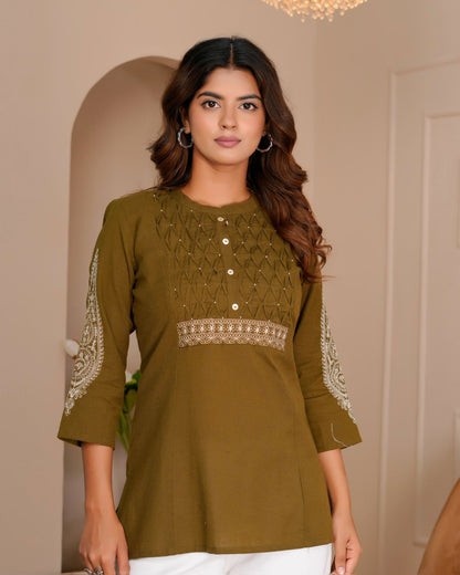 Cotton Linen Embroidery Top