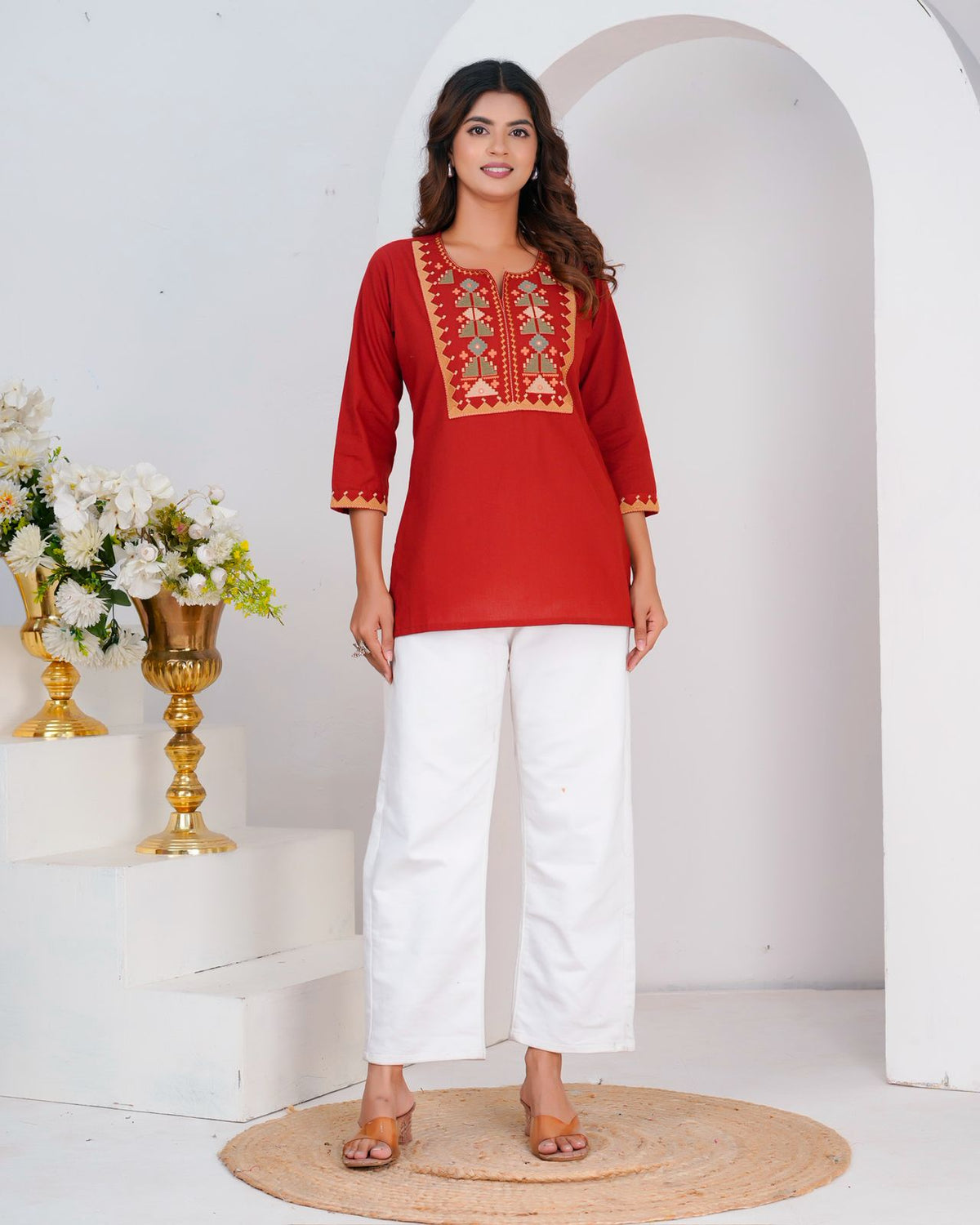 Cotton Linen Embroidery Top