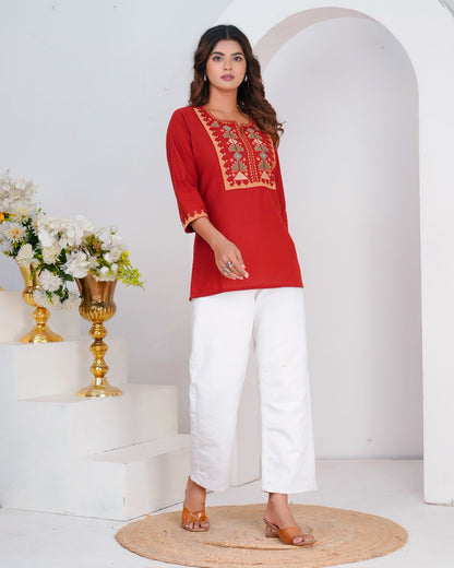 Cotton Linen Embroidery Top