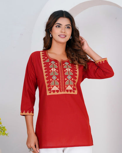Cotton Linen Embroidery Top