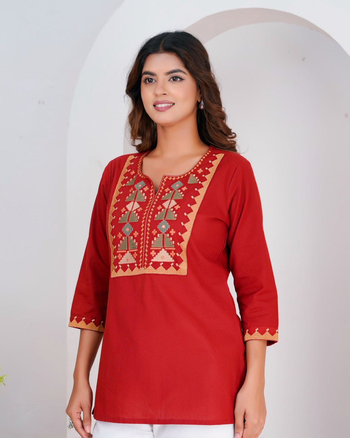 Cotton Linen Embroidery Top
