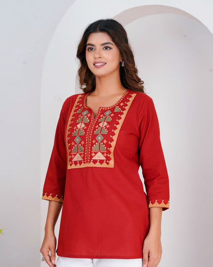 Cotton Linen Embroidery Top