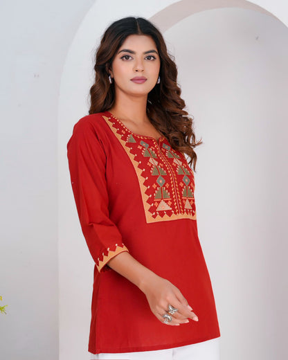Cotton Linen Embroidery Top