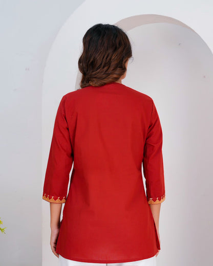 Cotton Linen Embroidery Top
