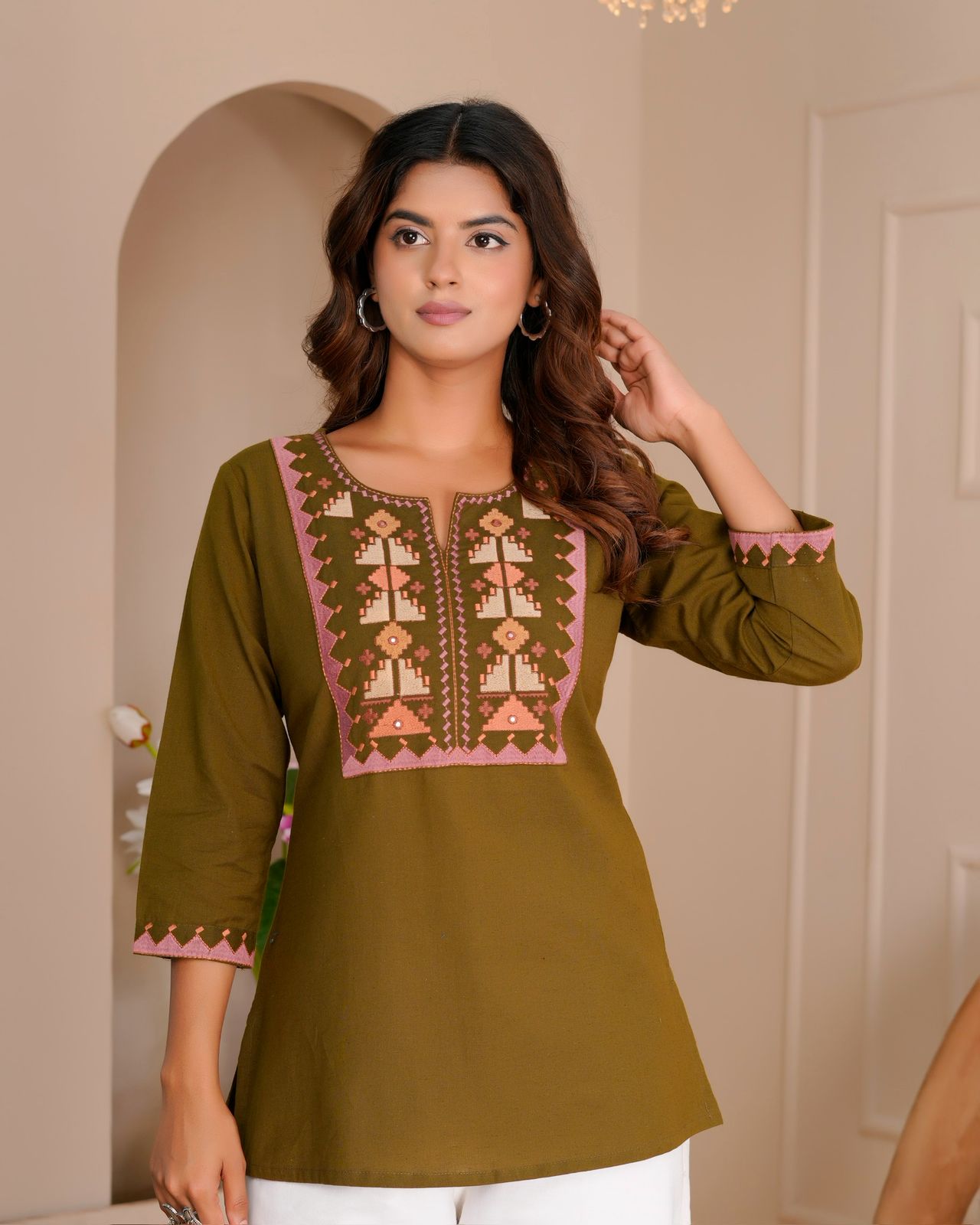 Cotton Linen Embroidery Top