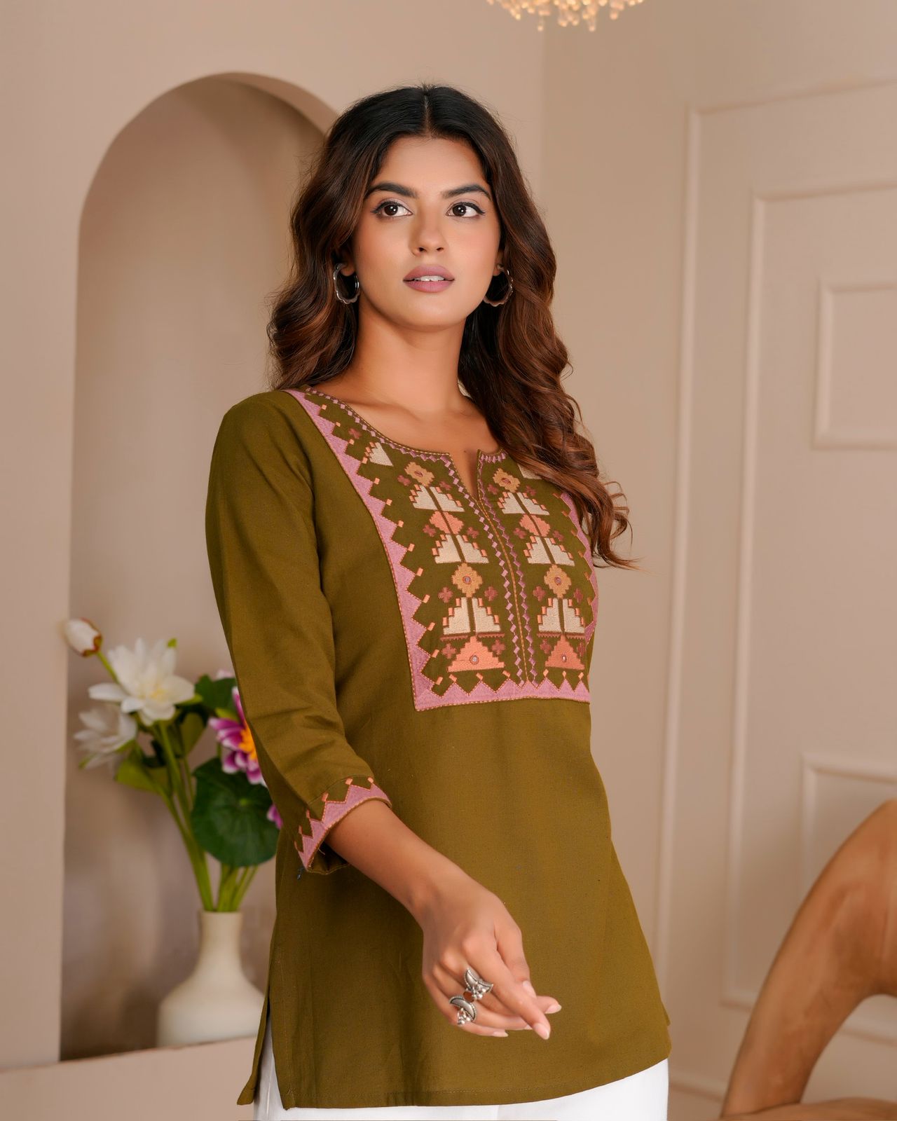Cotton Linen Embroidery Top