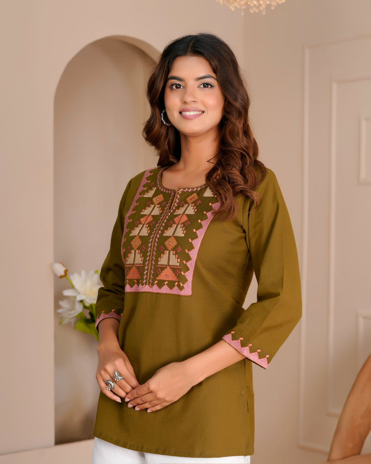 Cotton Linen Embroidery Top
