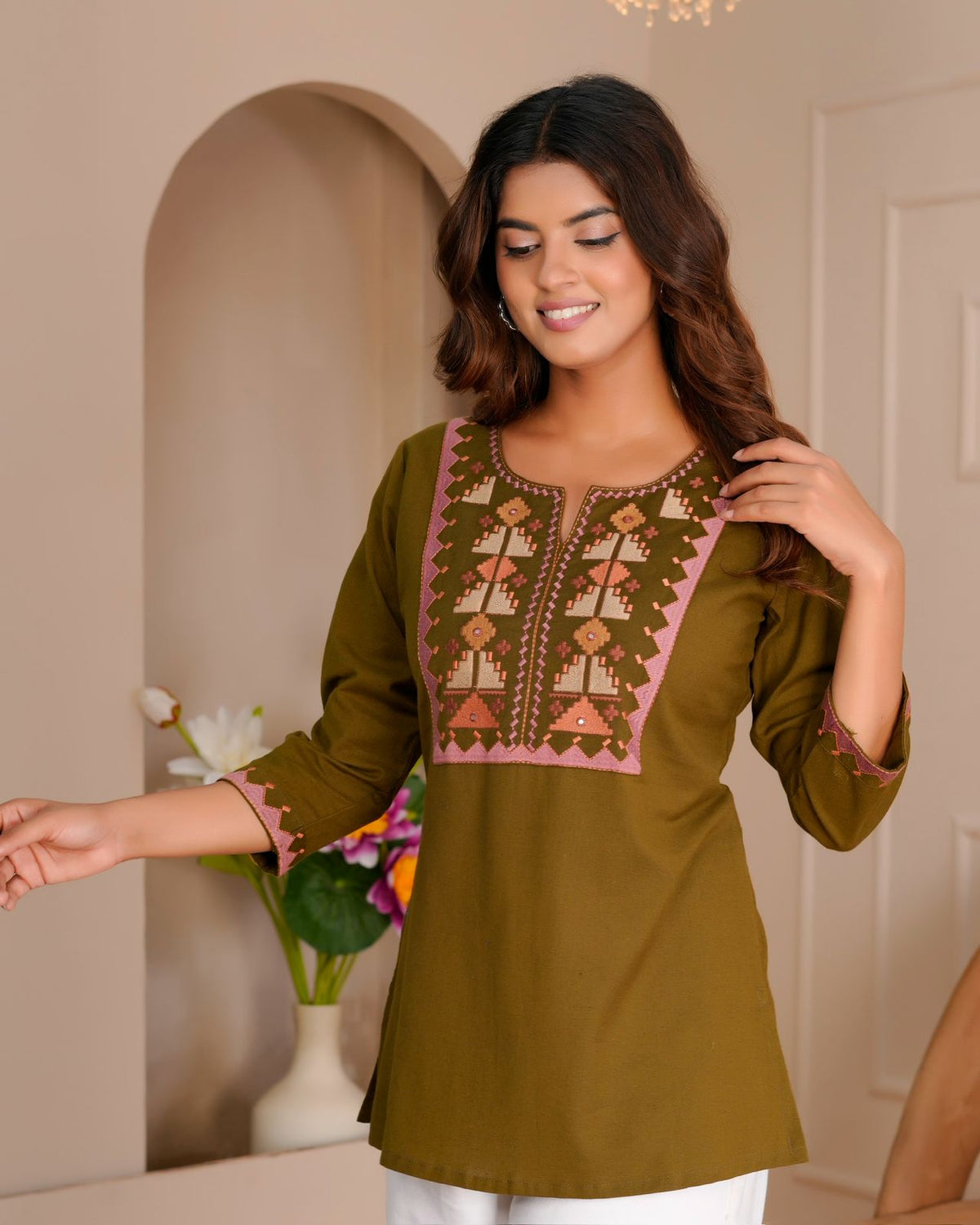 Cotton Linen Embroidery Top