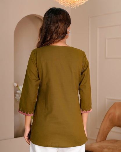 Cotton Linen Embroidery Top