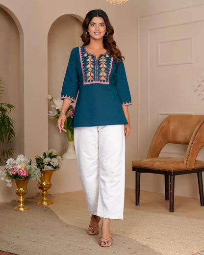 Cotton Linen Embroidery Top