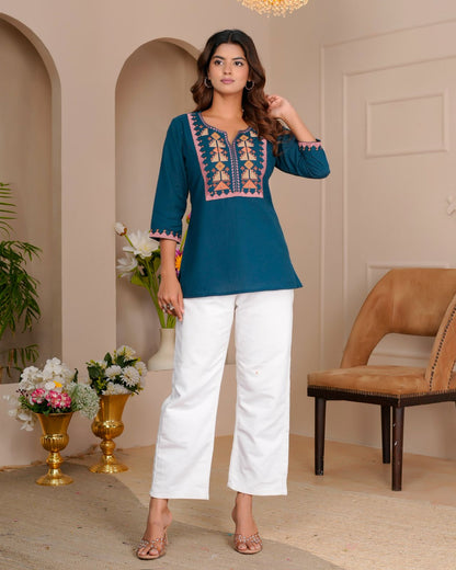 Cotton Linen Embroidery Top
