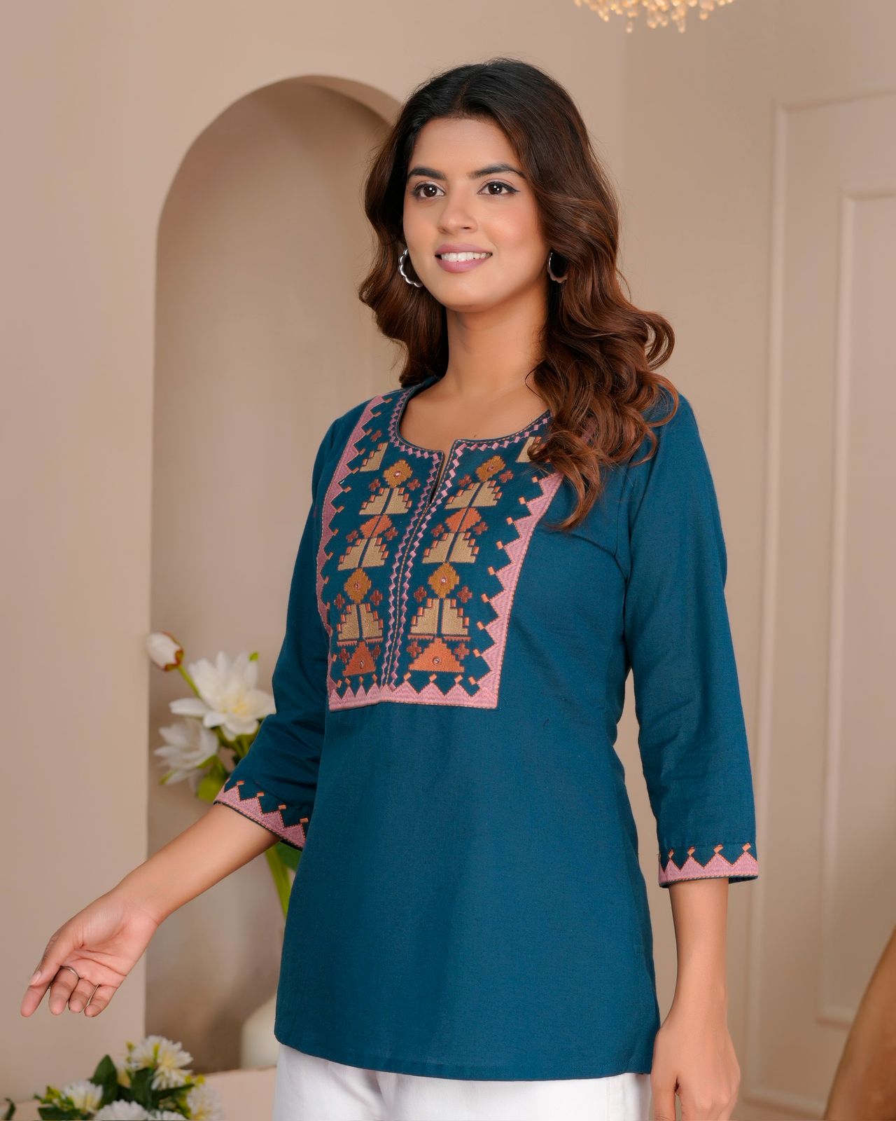 Cotton Linen Embroidery Top