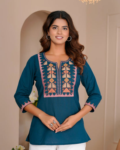 Cotton Linen Embroidery Top