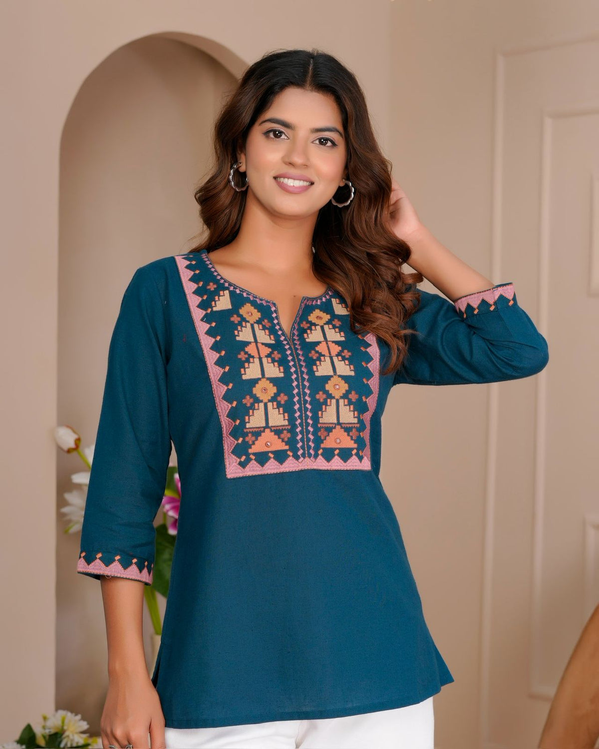 Cotton Linen Embroidery Top