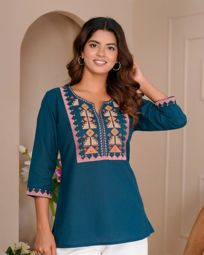 Cotton Linen Embroidery Top