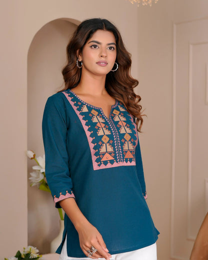 Cotton Linen Embroidery Top