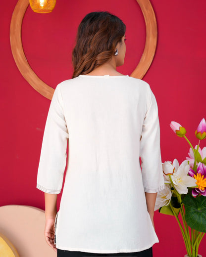 Cotton Linen Embroidery Top
