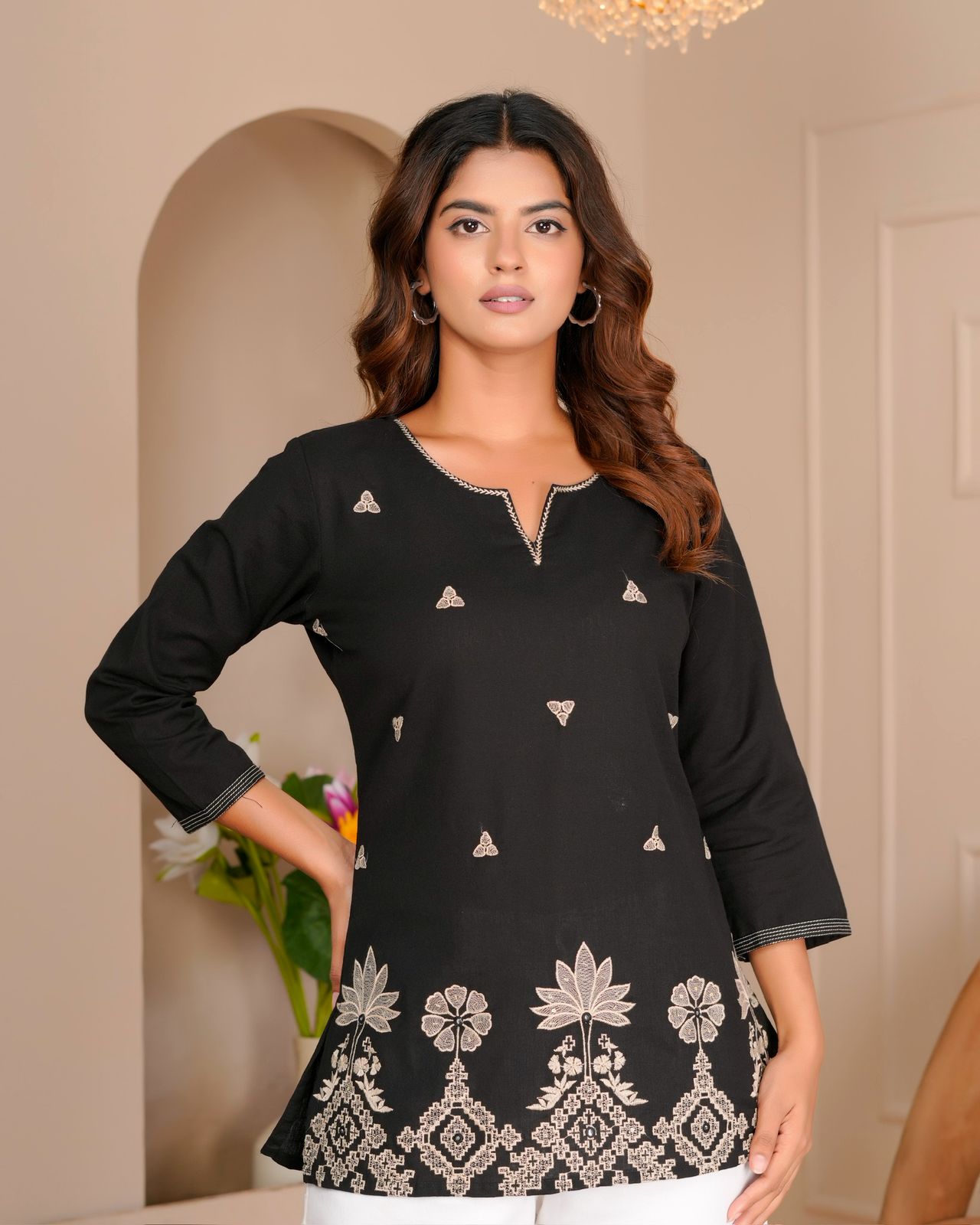 Cotton Linen Embroidery Top