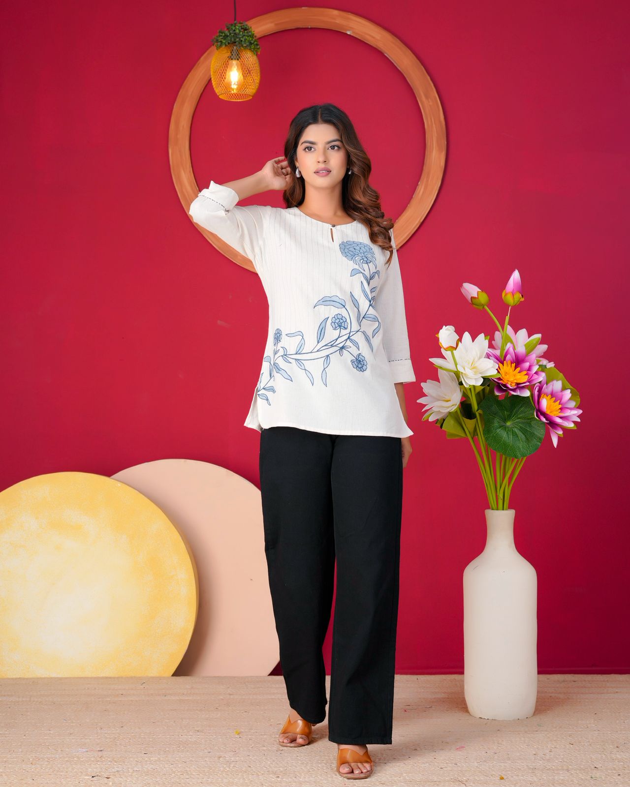 Cotton Linen Embroidery Top