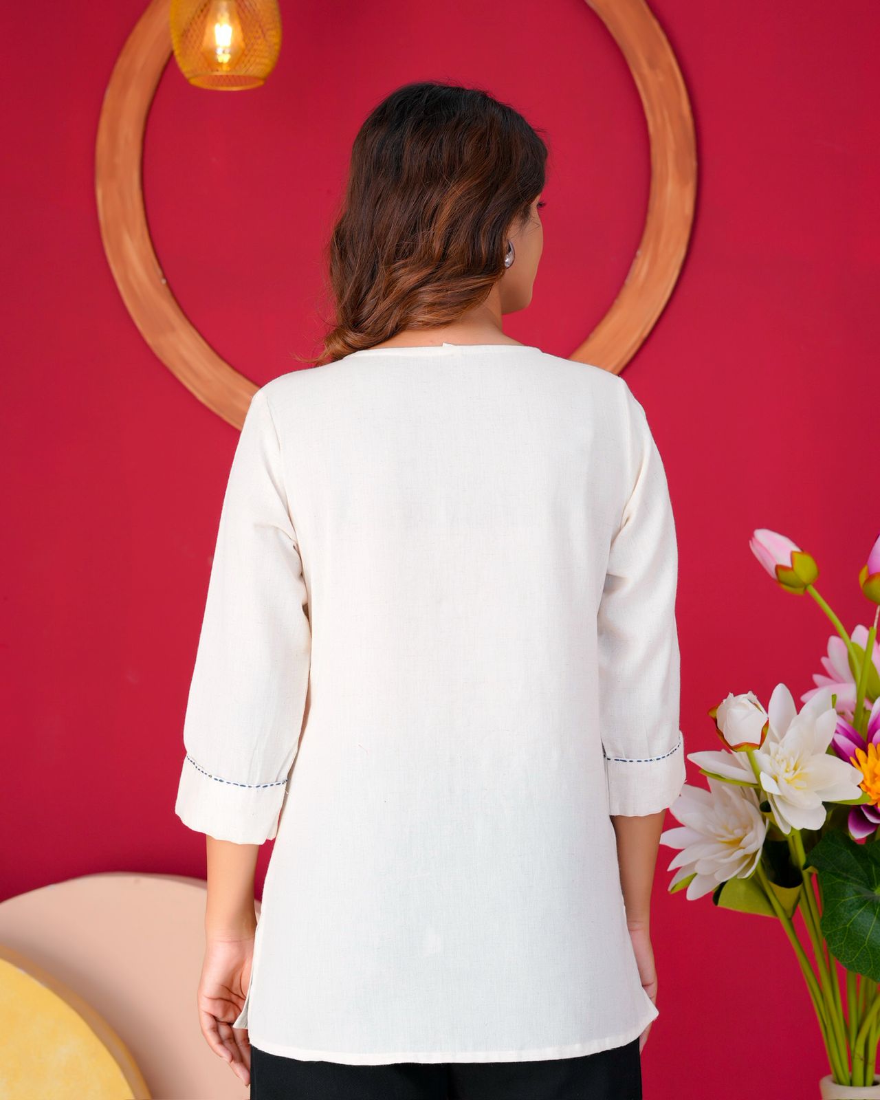 Cotton Linen Embroidery Top