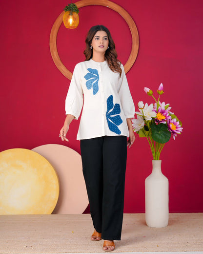 Cotton Linen Embroidery Top