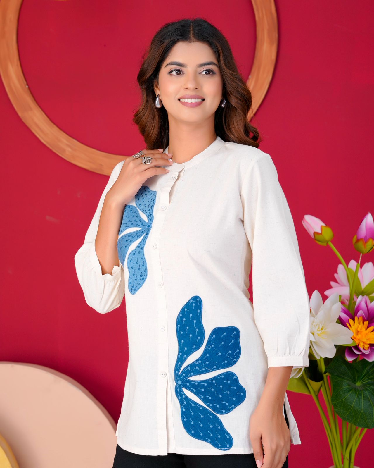 Cotton Linen Embroidery Top