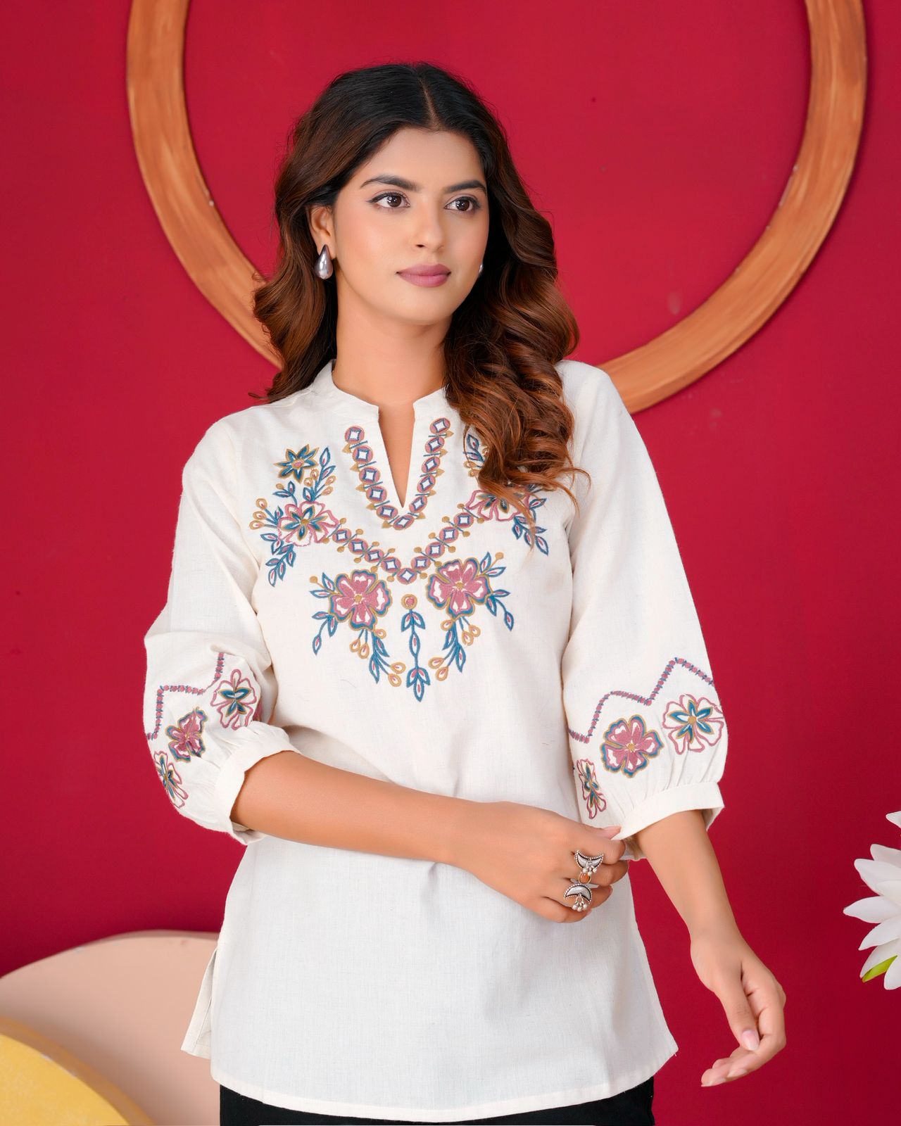 Cotton Linen Embroidery Top