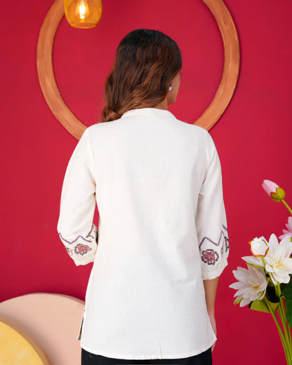 Cotton Linen Embroidery Top
